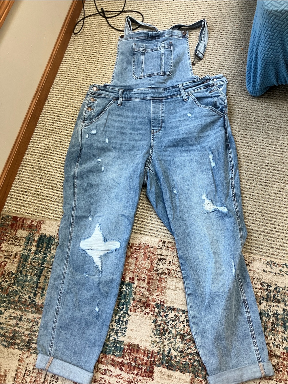 Judy Blue Distressed Light Blue Denim Overalls